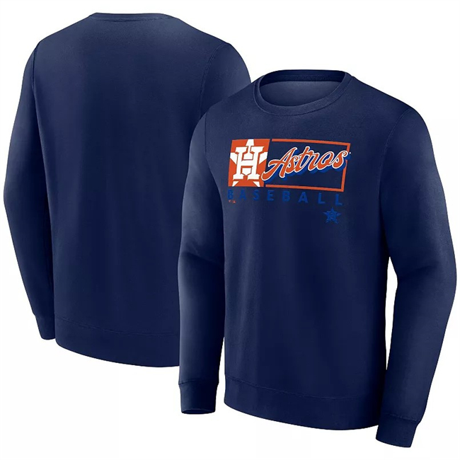 Men's Navy Houston Astros Focus Fleece Pullover Sweatshirt